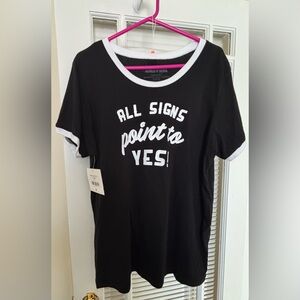 Black Graphic Tee with White Trim-XXL